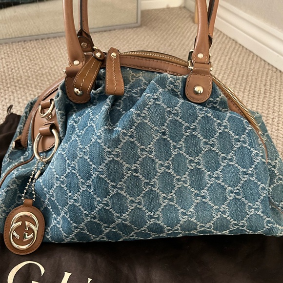 Gucci Denim Medium Sukey Tote Shoulder Bag - Picture 16 of 17